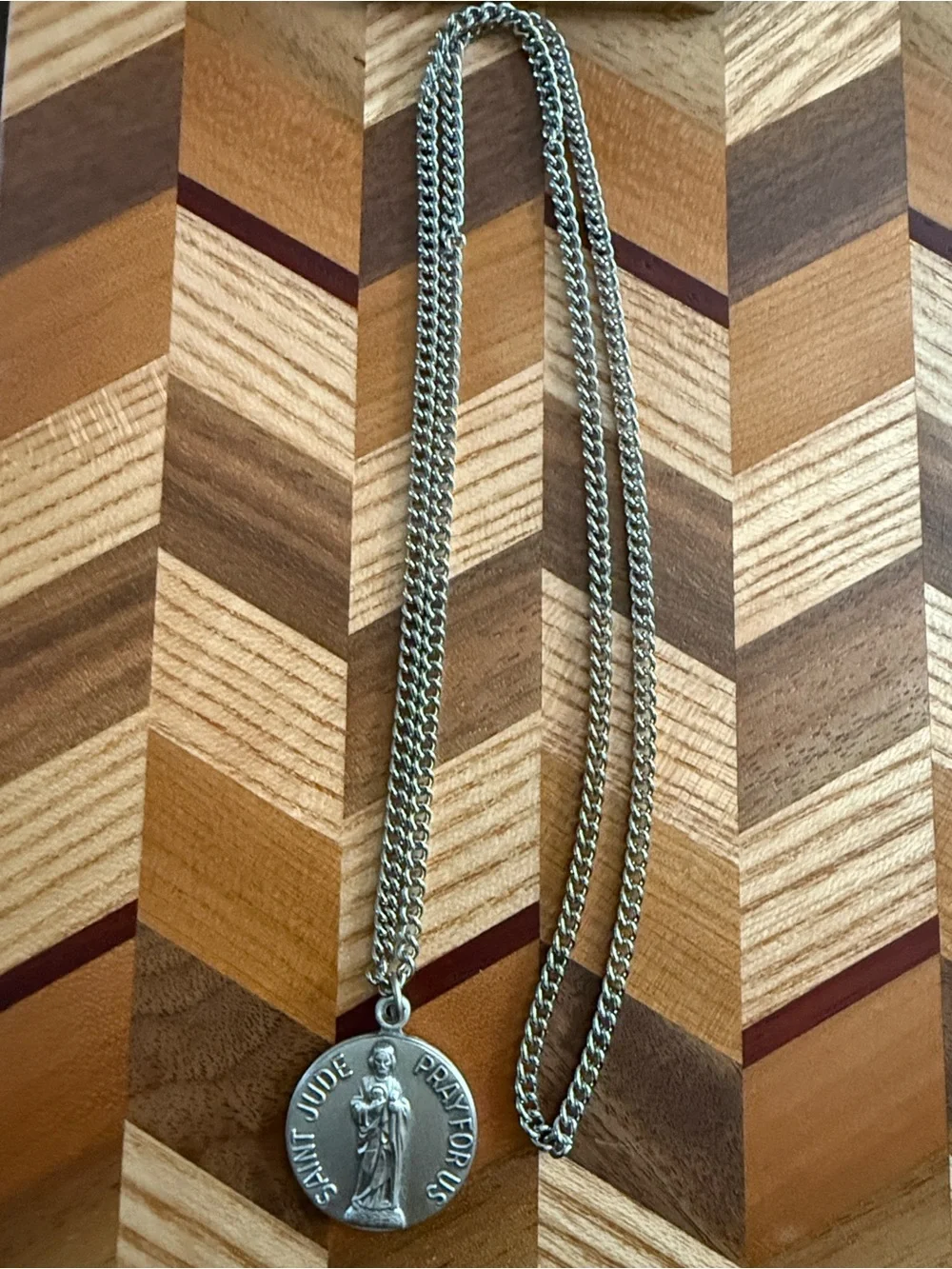 Saint Jude Sterling Silver- Necklace - Men's Religious Pendant
